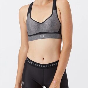 Under Armour HeatGear High Impact Fitted Gray/Black Sports Bra. Size 34DD